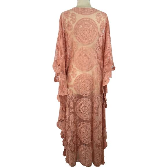 Jen's Party Booty Womens Mandala Mykonos Maxi Kaftan Sheer-Coverup Pink Size O/S - Picture 8 of 15